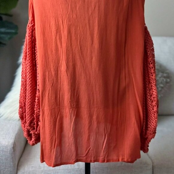 New Velzera Coral Lace Boho Hippie Oversized Relaxed Fit Tunic Shirt s m 1x 2x - Picture 4 of 4